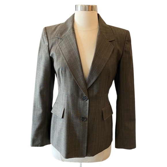 Anne Klein Wool Pinstripe Suit Blazer & Trouser Pants Set - Picture 2 of 15